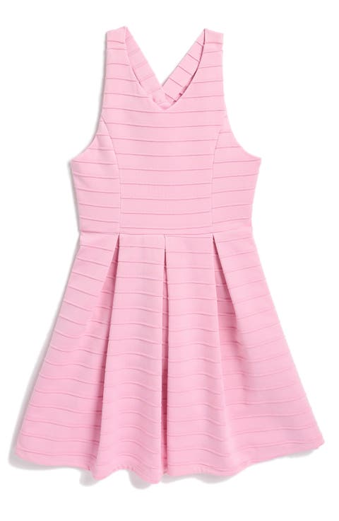 Rib Stripe Skater Dress (Big Girls)