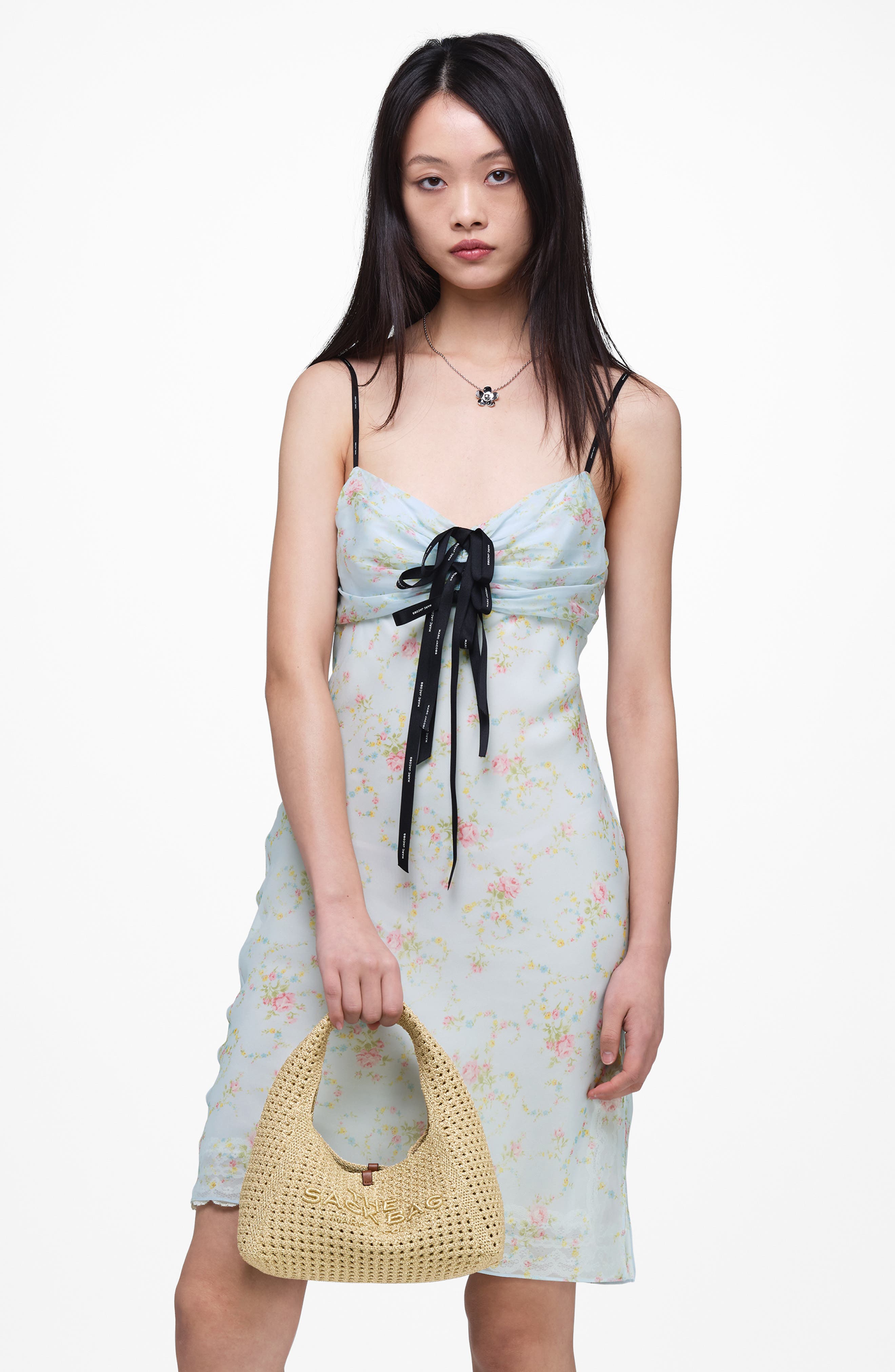 Marc Jacobs The Mini Raffia Sack Bag, Alternate, color, Champagne