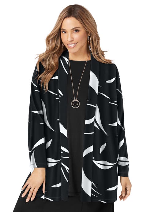 Stretch Knit Open Front Knit Topper (Plus)