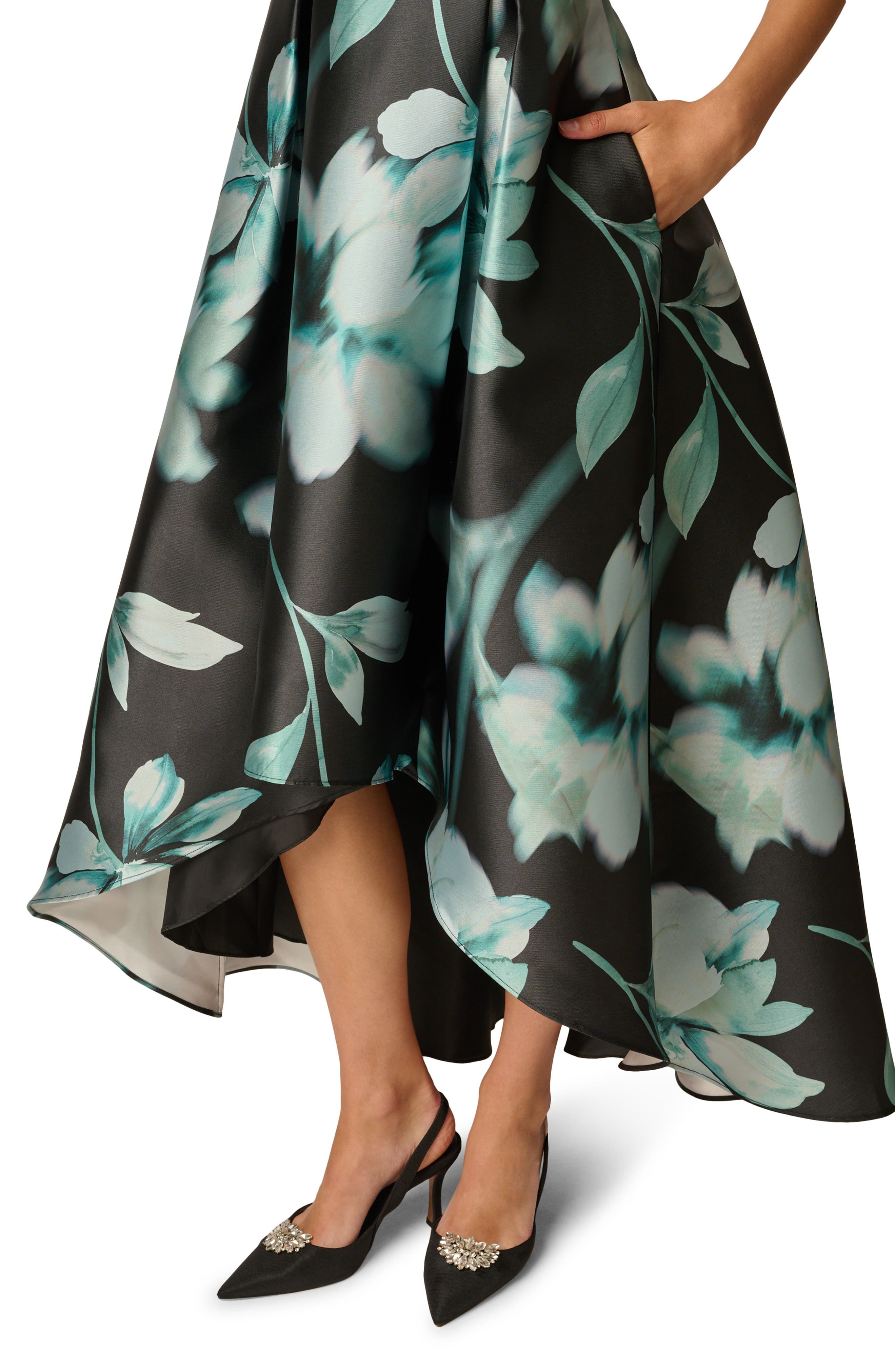 Adrianna Papell Printed High-Low Mikado Gown (Women) | Nordstrom