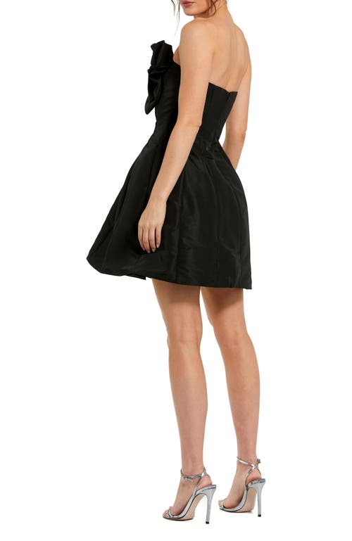 Mac Duggal Strapless Oversized Bow Fit & Flare Mini Dress In Black