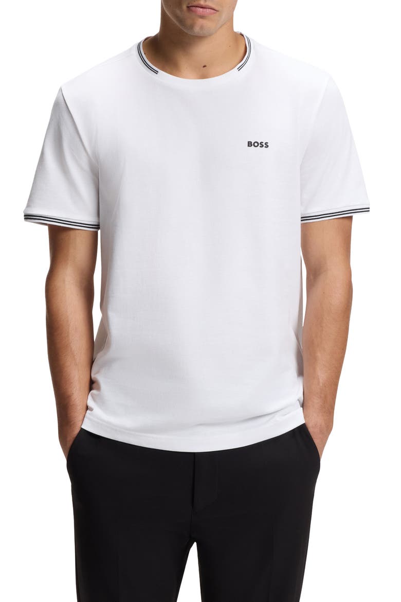 Taul Tipped Crewneck T-Shirt, Main, color, WHITE
