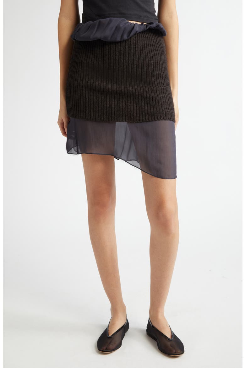 Holly Mixed Media Skirt, Main, color, BROWN