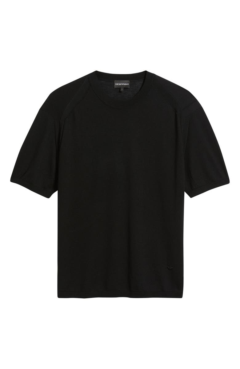 Emporio Armani Short Sleeve Sweater, Alternate, color, Black