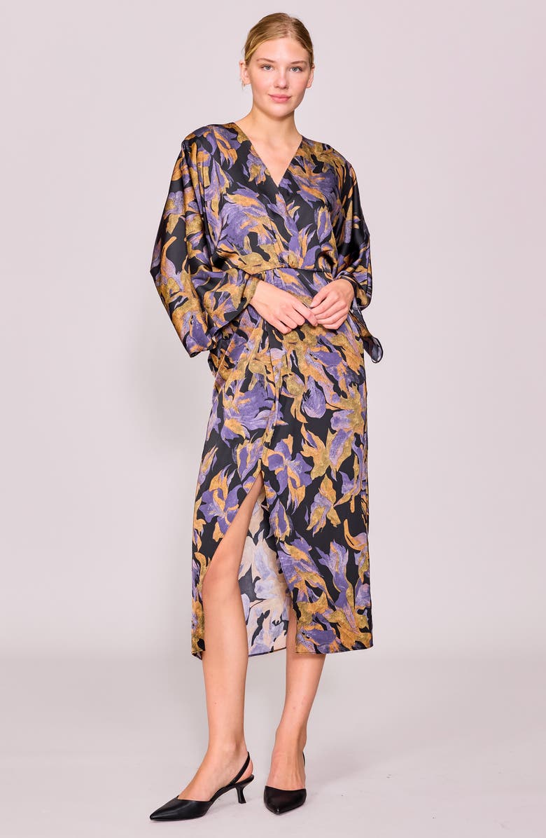 MELLODAY Wide Neck Long Sleeve Midi Dress, Alternate, color, Harvest