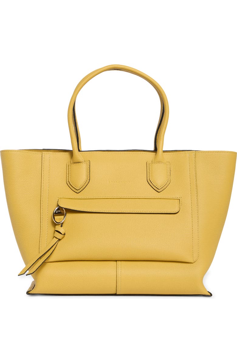 Longchamp Mailbox Large Leather Tote Bag, Main, color, Yellow