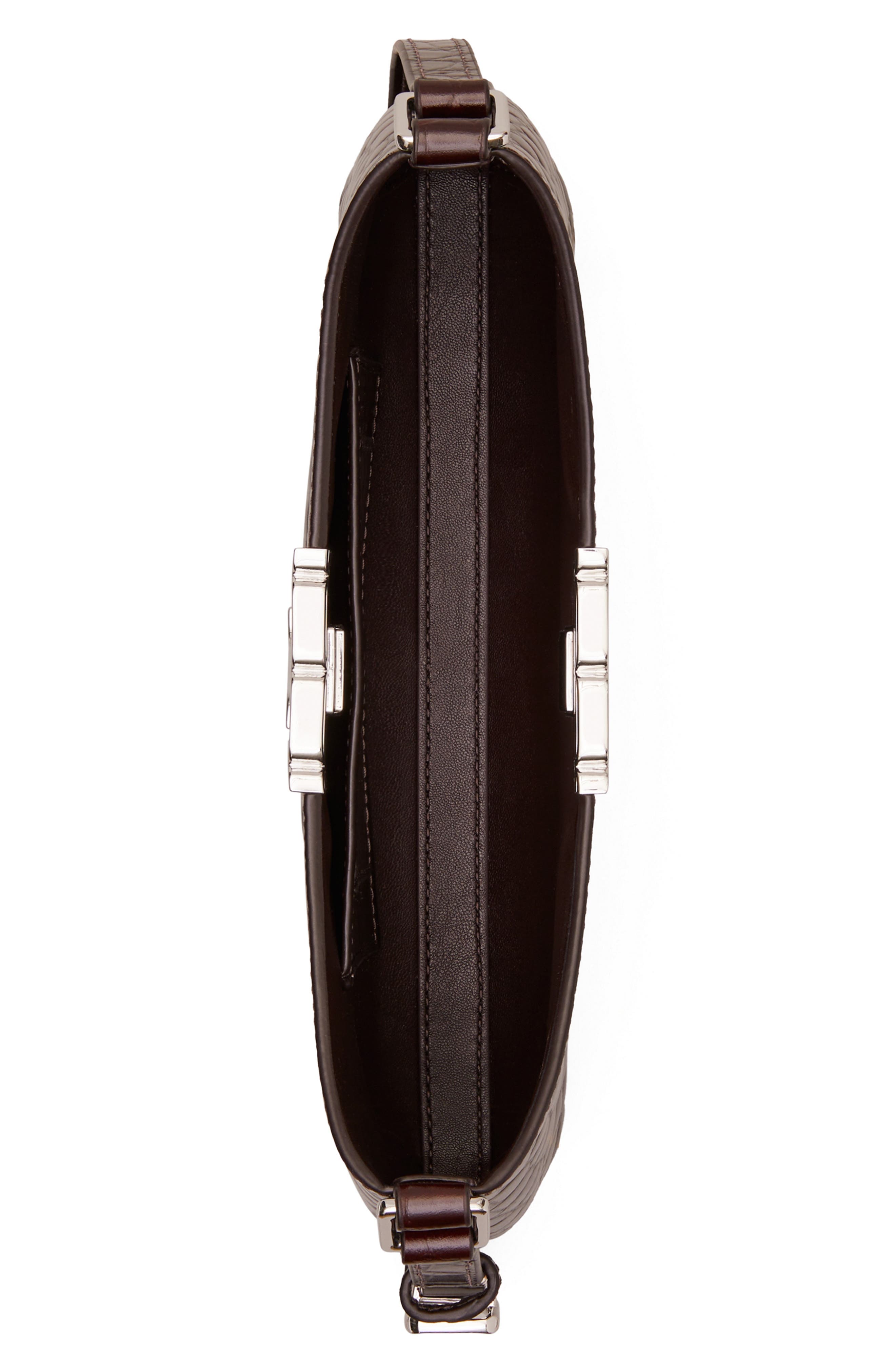 Slim Eleanor Croc Embossed Leather Shoulder Bag, Alternate, color, ALBAROSSA