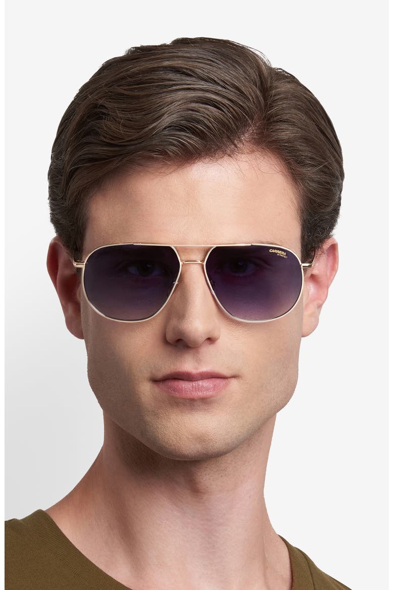 61mm Gradient Navigator Sunglasses, Alternate, color, GOLD/ BLACK RED/ DARK BLUE