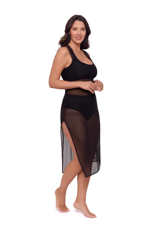 S3 Front Slit Crochet Coverup Dress In Black