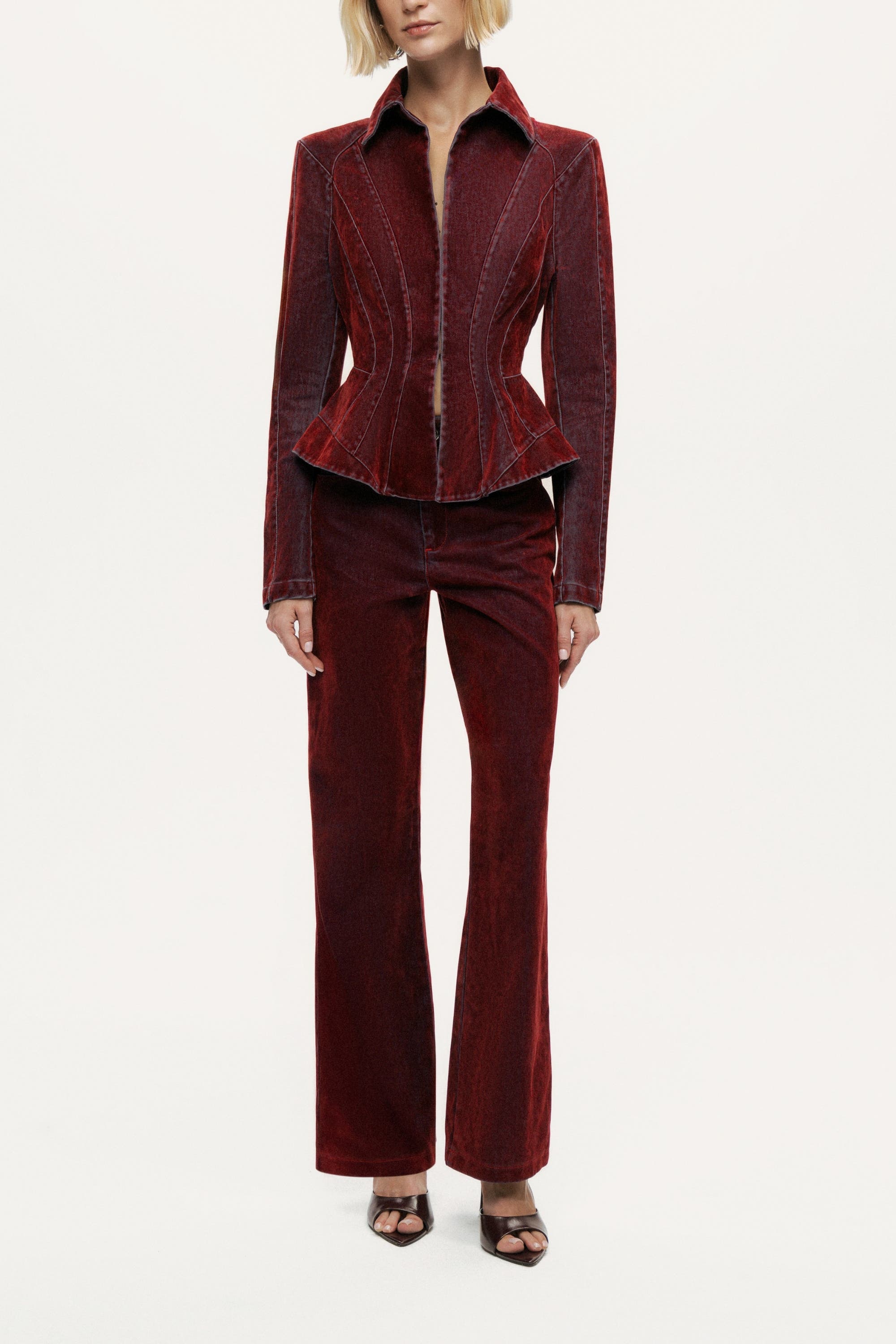 Velvet Corset-Seamed Peplum Jacket - image 2