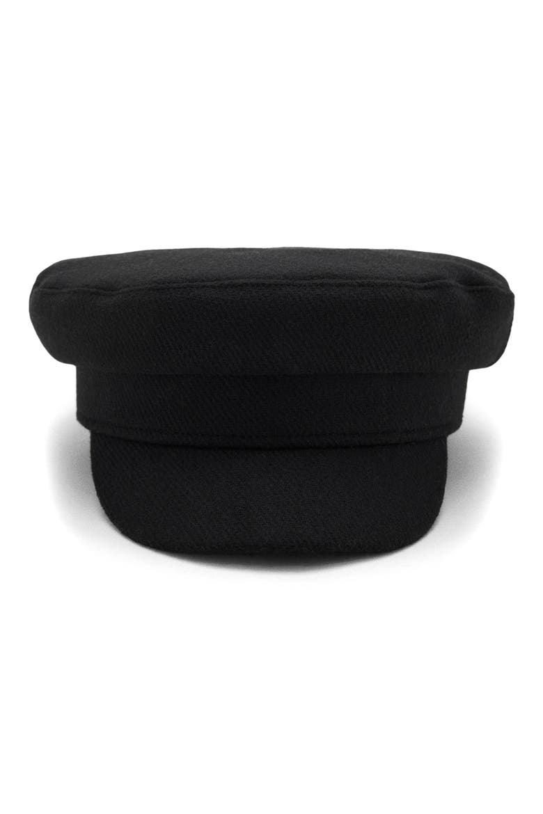 Wool Blend Baker Boy Cap, Alternate, color, BLACK