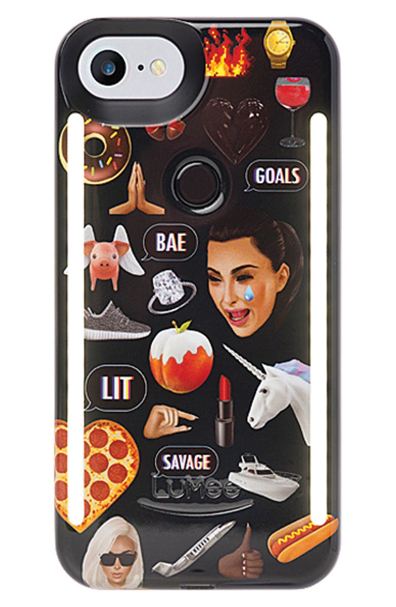 LuMee Kimoji Collage Lighted iPhone Case, Alternate, color, 