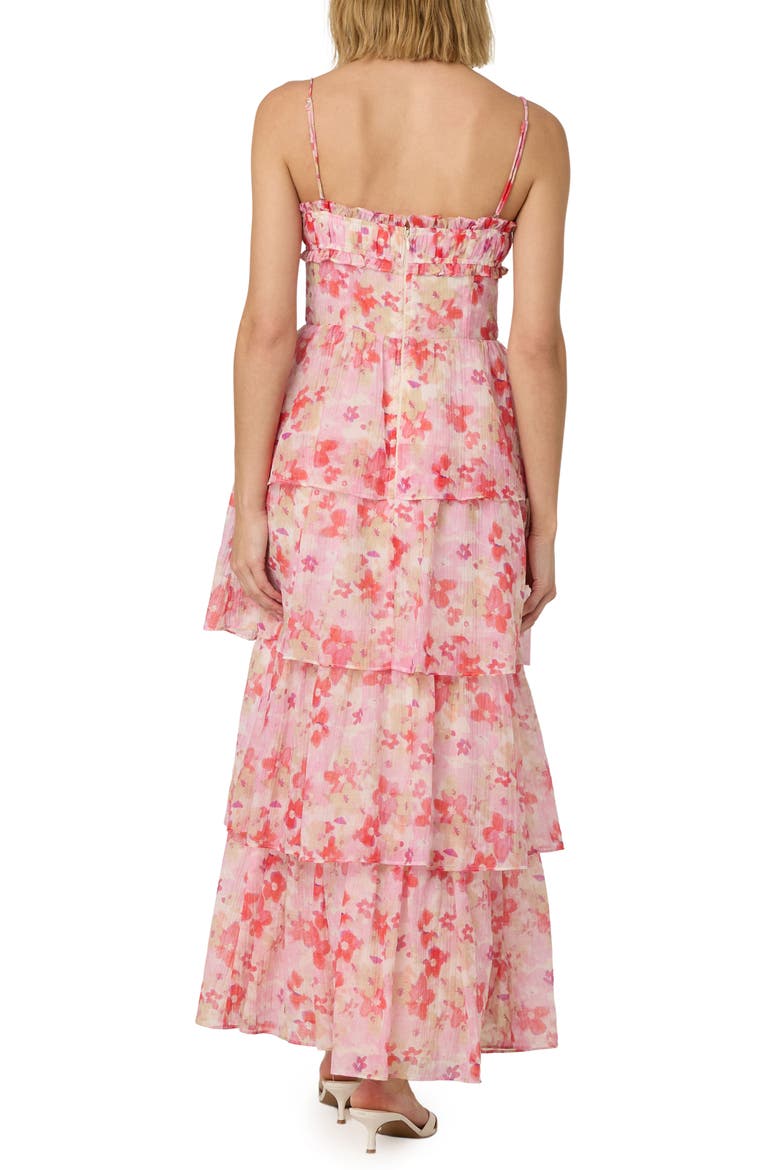 Vonnessa Floral Print Tiered Maxi Dress, Alternate, color, PINK CORAL MULTI