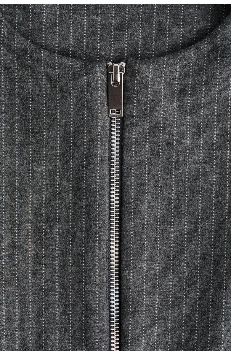 H&M Oversized Jersey Jacket, Alternate, color, Gray Melange/Pinstriped