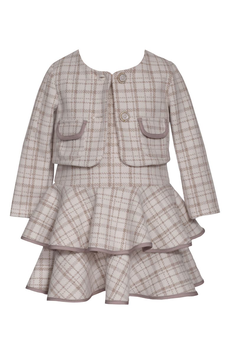 Iris & Ivy Kids' Tweed Two-Piece Sleeveless Dress & Jacket Set, Main, color, Taupe
