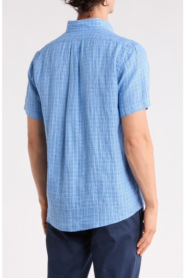 Check Short Sleeve Linen Shirt, Alternate, color, VISTACHK