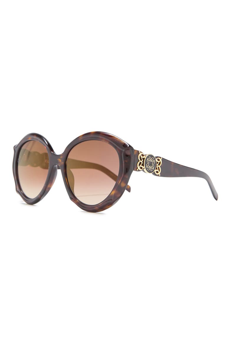 56mm Round Frame Sunglasses, Alternate, color, DKHAVANA / BROWN SS GOLD