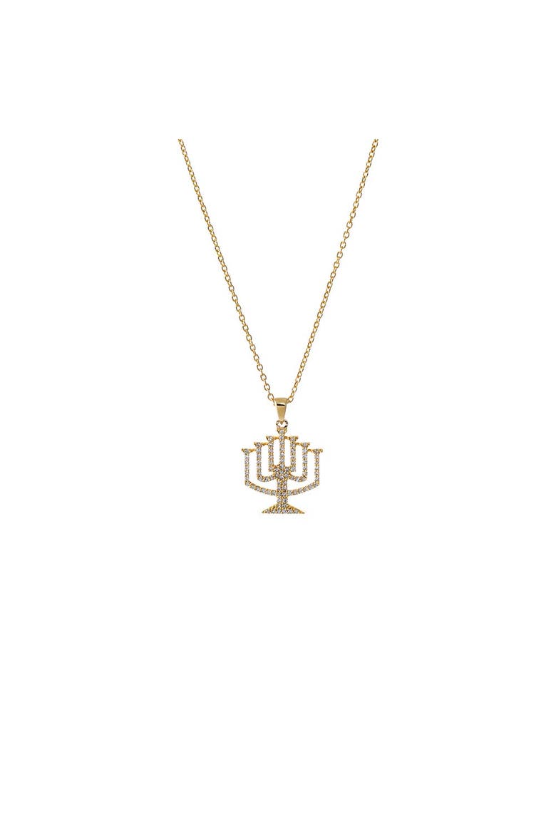 Diamond Menorah Pendant Necklace 14K, Main, color, 14K Gold