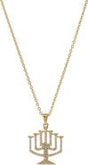 BY ADINA EDEN Diamond Menorah Pendant Necklace 14K