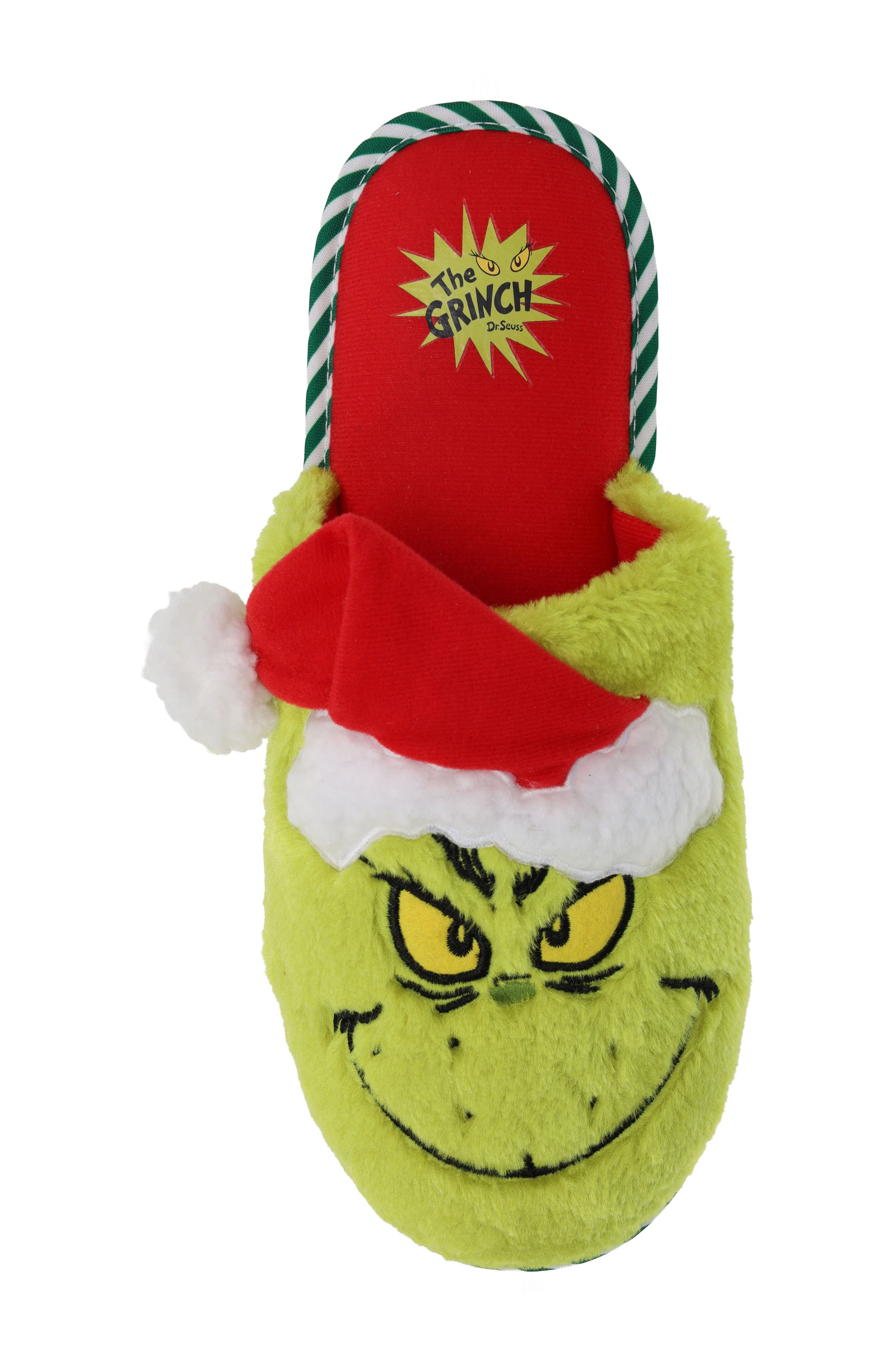SG Footwear Kids' Grinchmas Smiley Faux Fur Slipper, Alternate, color, Green