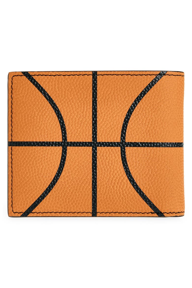 Basketball Leather Bifold Wallet, Alternate, color, ORANGE A BLACK
