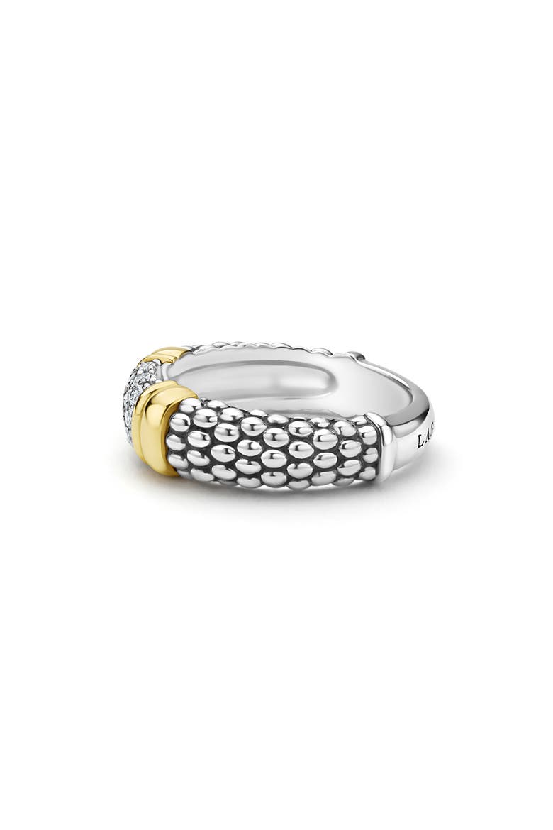 Signature Caviar Pavé Diamond Ring, 9mm, Alternate, color, TWO-TONE