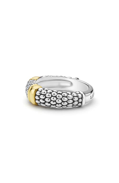 Lagos Signature Caviar Pavé Diamond Ring, 9mm In Two-tone
