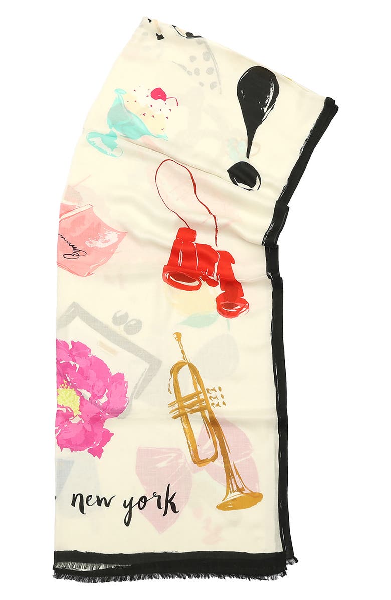 Kate Spade New York things we love oblong scarf, Alternate, color, Cream
