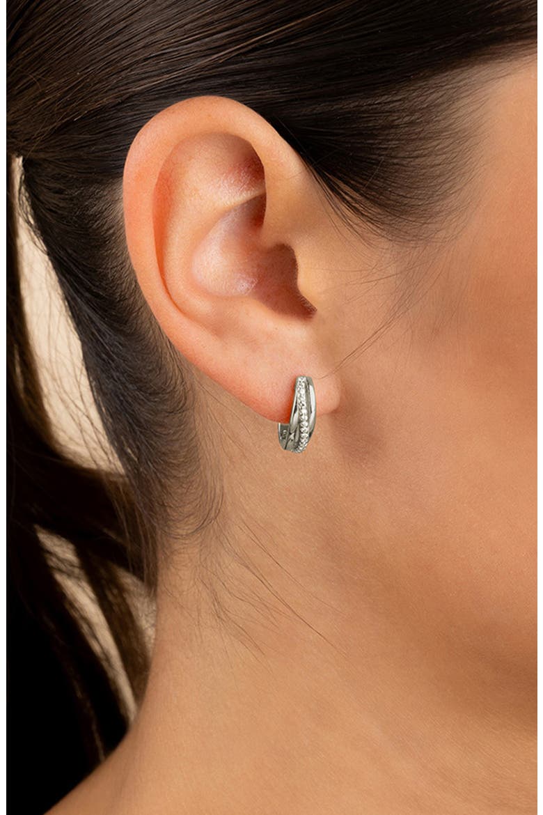Benedetta Twisted Pavé Hoop Earrings, Alternate, color, SILVER