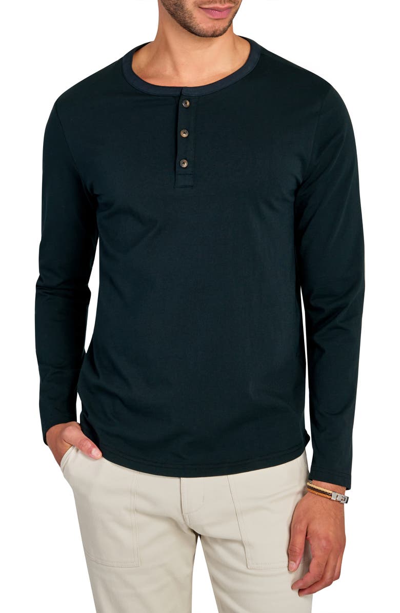 Brooklyn Brigade Solid Cotton Stretch Long Sleeve Henley, Main, color, 