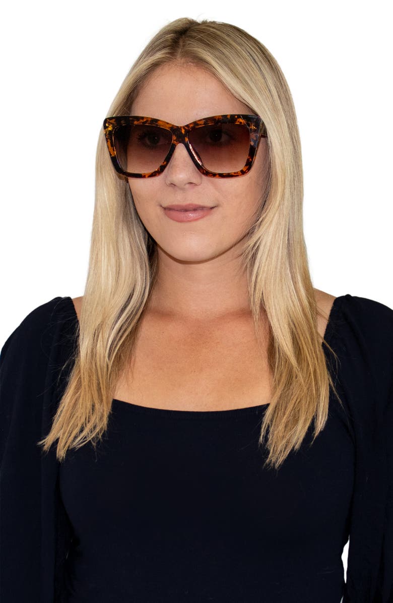 Fifth & Ninth Willow 57mm Polarized Cat Eye Sunglasses, Alternate, color, Torte/ Brown