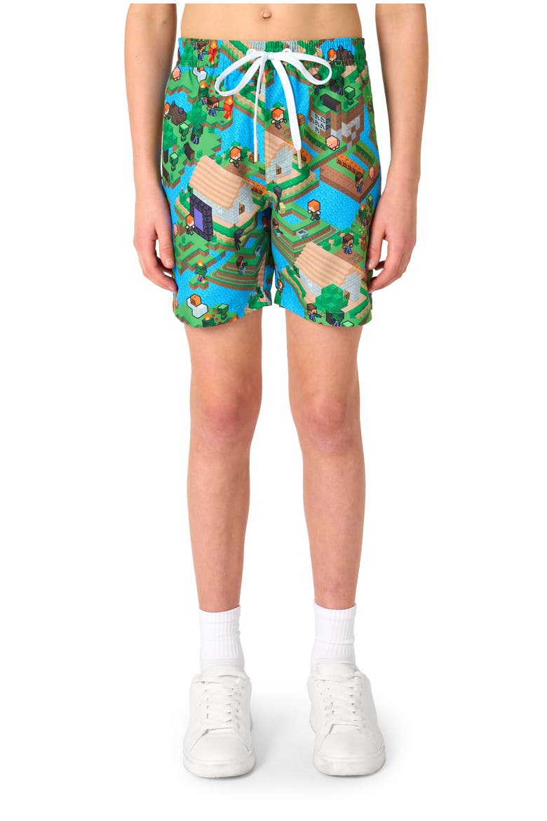 Kids' Minecraft - Overworld Shirt & Shorts Set, Alternate, color, Green