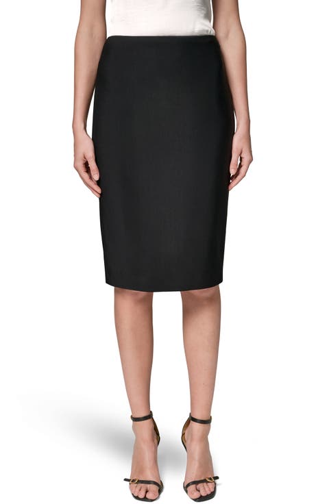 Stretch Crepe Pencil Skirt