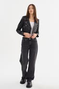 LAMARQUE Ciara | Cropped Leather Biker Jacket