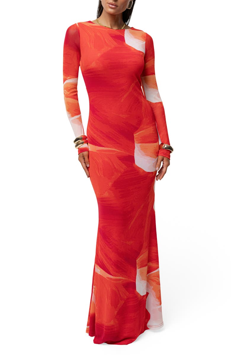 JLUXLABEL Palms & Sand Long Sleeve Maxi Dress, Alternate, color, 