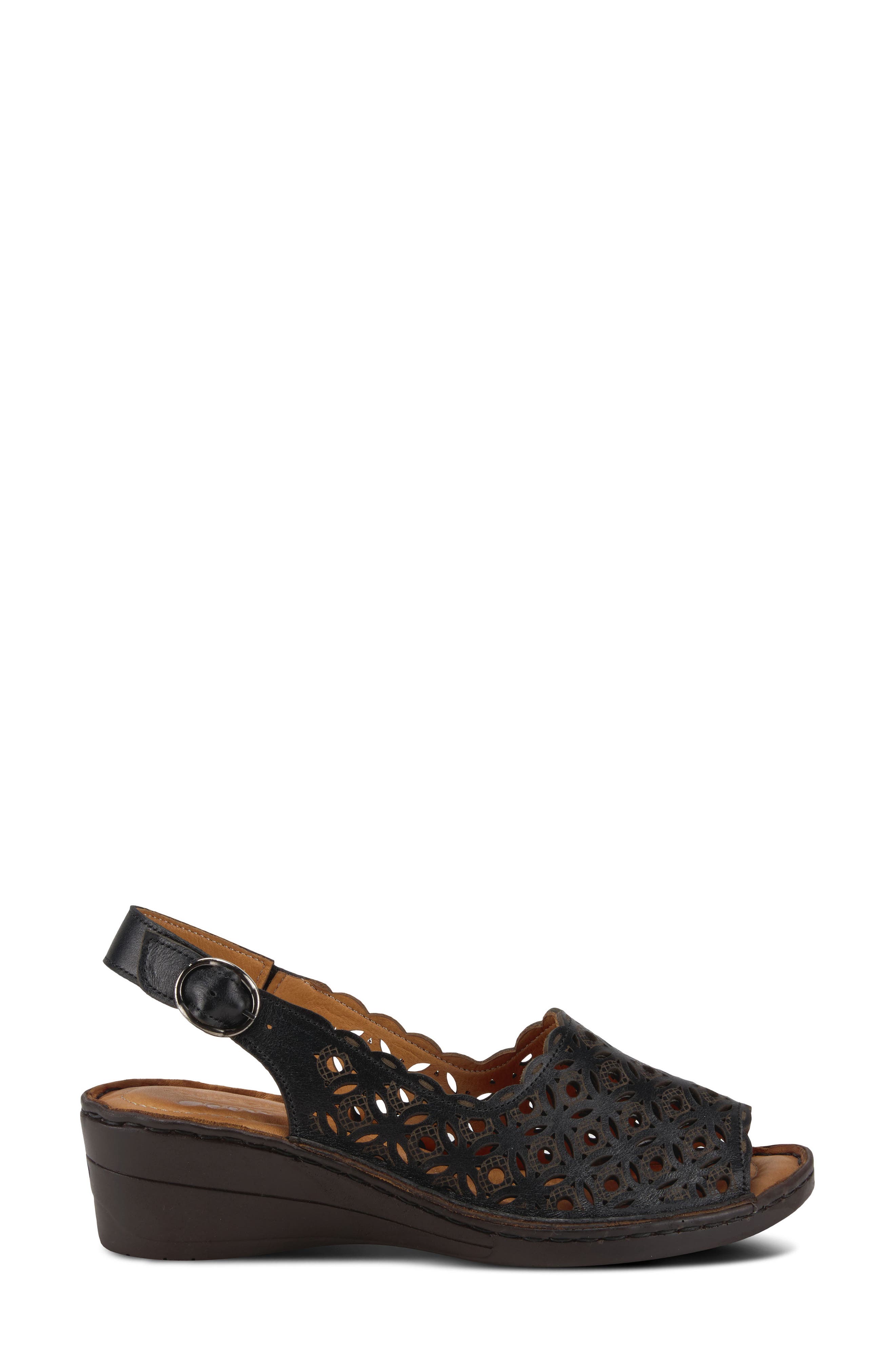 Spring Step Belizana Wedge Sandal, Alternate, color, Black Leather
