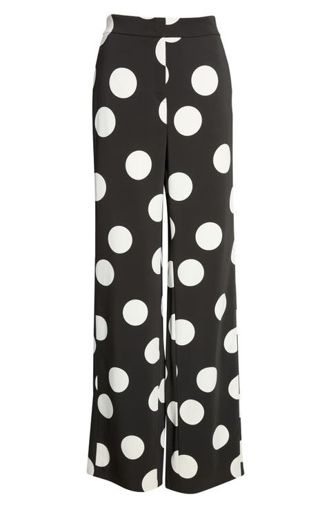 X-Large Polka Dot Stretch Crepe Wide Leg Pants