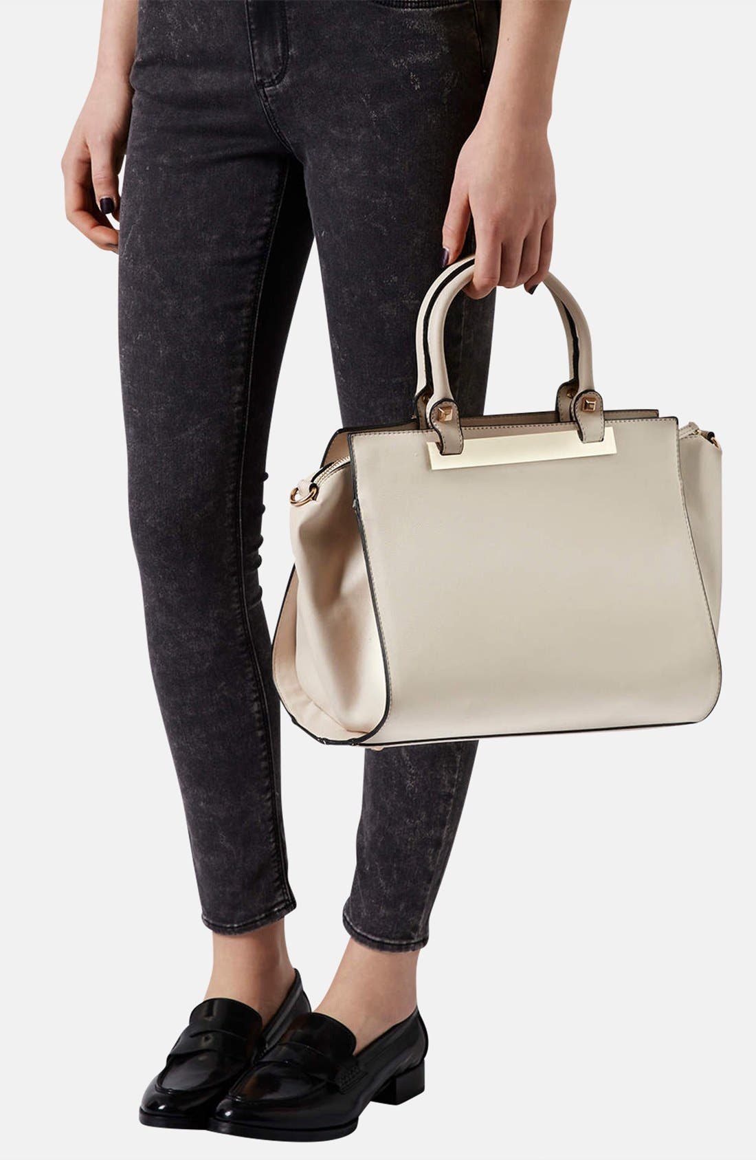 Faux Leather Handbag, Alternate, color, CREAM