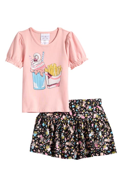 Kids' Fries & Milkshake Sequin T-Shirt & Skirt Set (Little Kid)