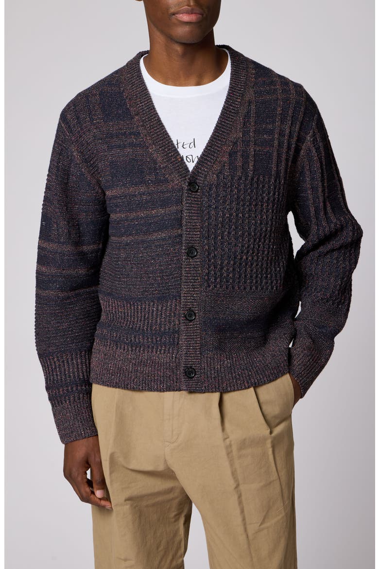 Marled Colorblock Cardigan, Main, color, SLATE