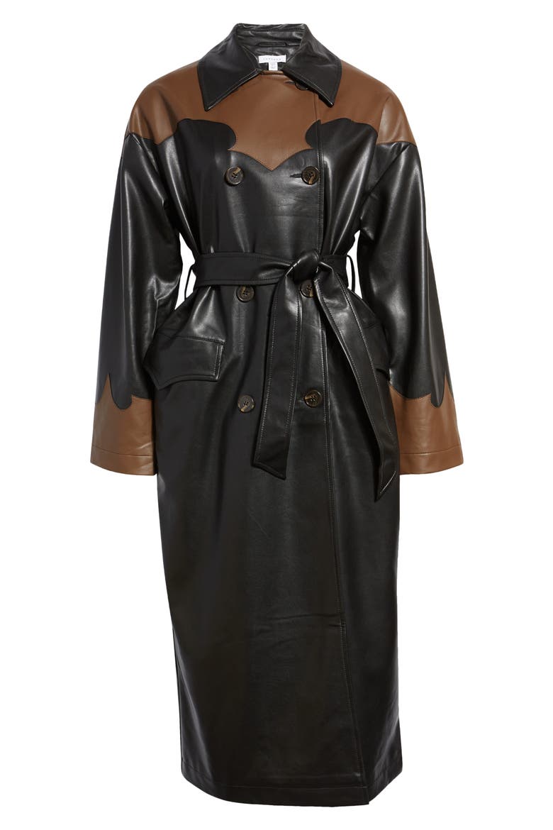 Western Faux Leather Trench Coat, Alternate, color, MULTI