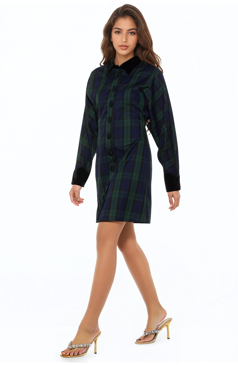 Alexia Admor Velvette Plaid Dress, Alternate, color, Green Plaid
