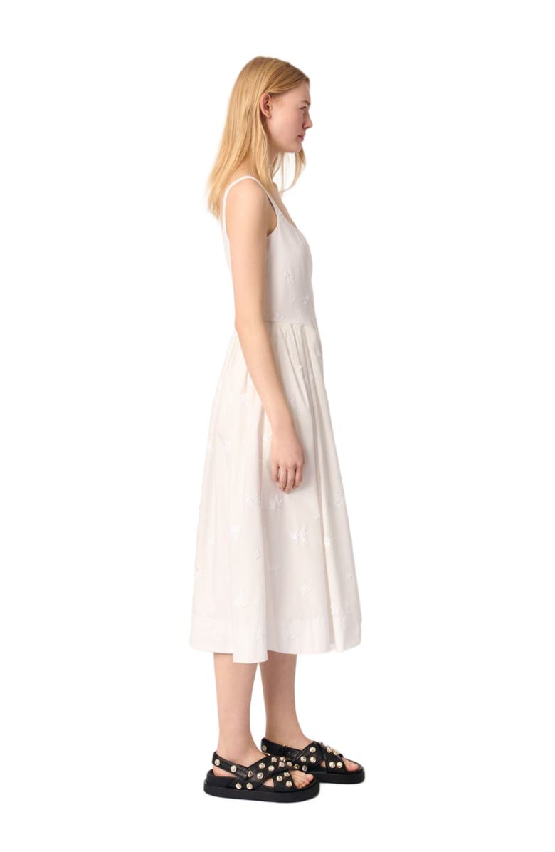 maje Embroidered cotton midi dress, Alternate, color,