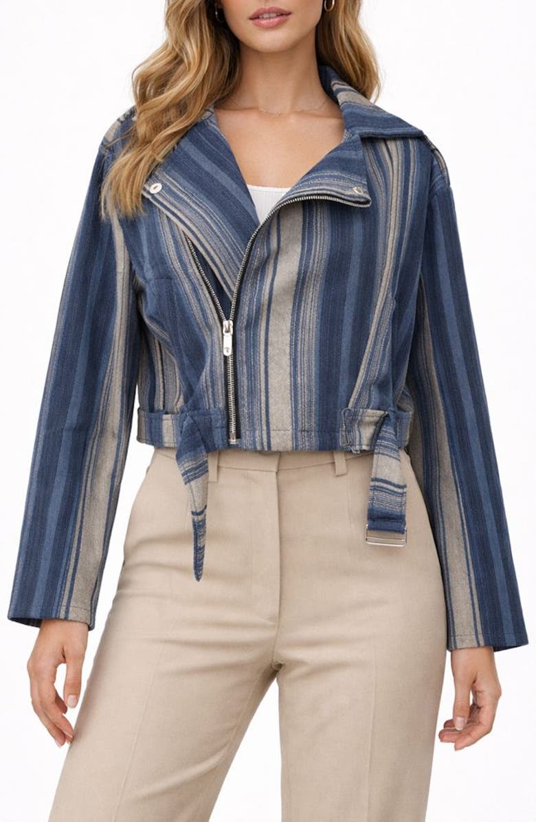 SAACHI Striped Denim Jacket, Main, color, Blue