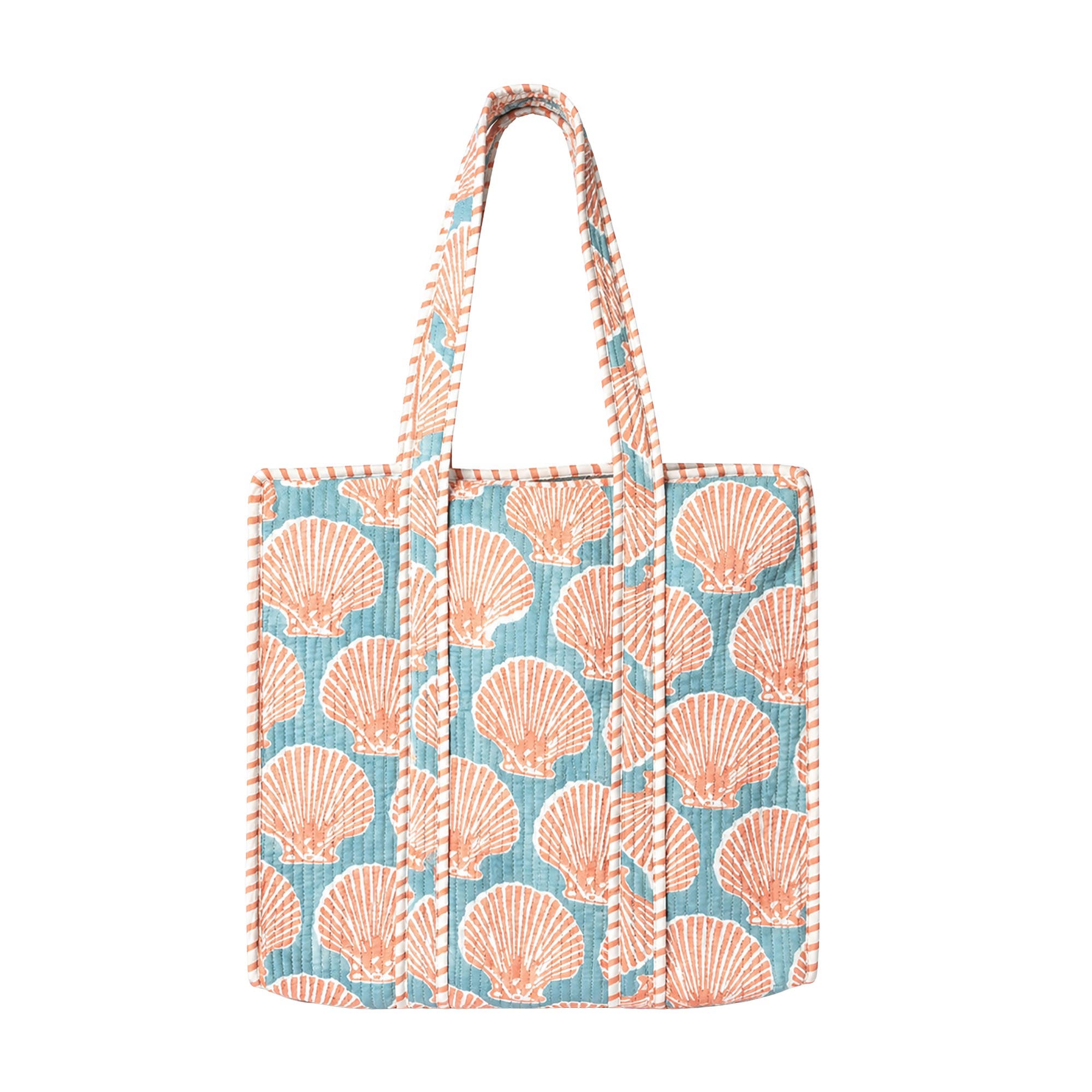 Shells Tote Bag, Main, color, Peach, Blue