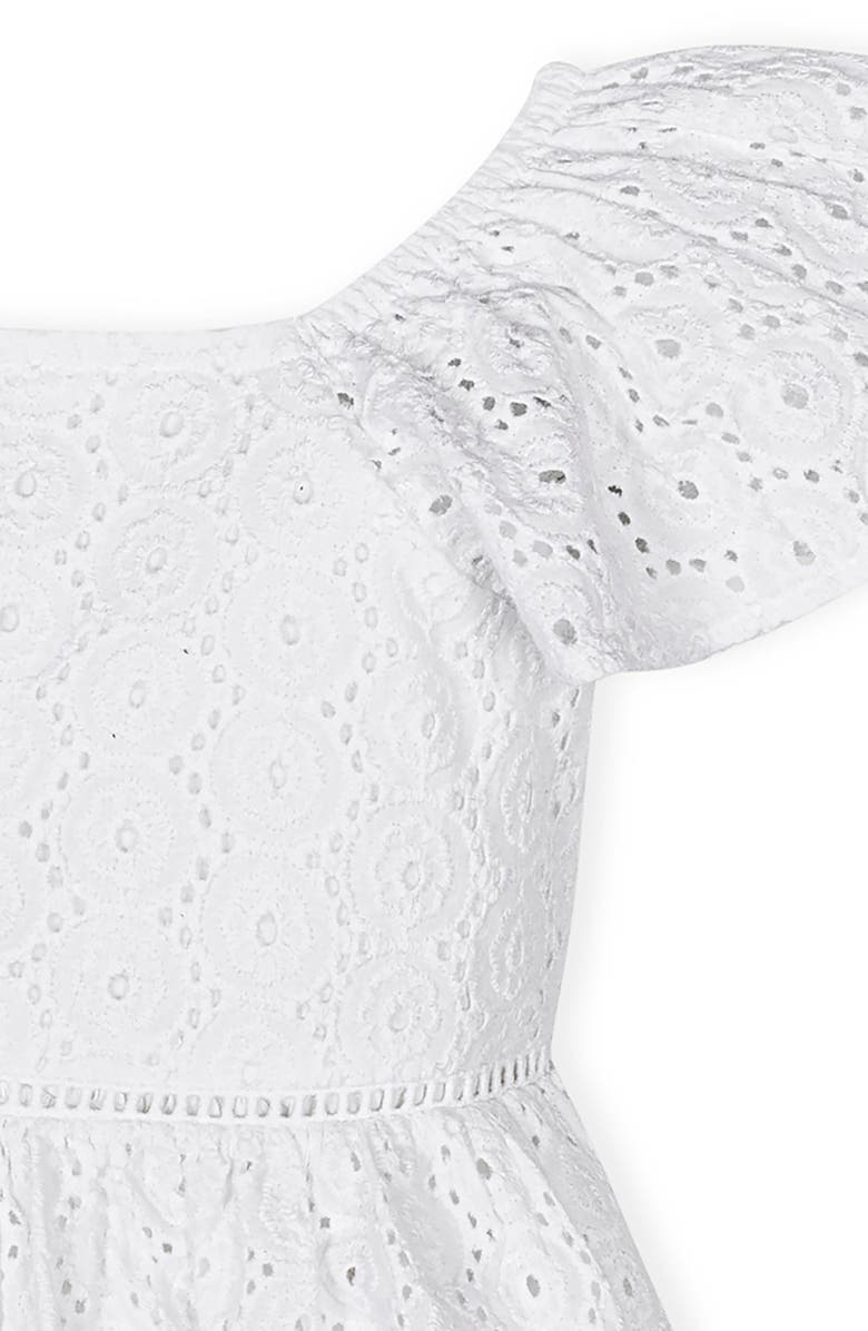 Hope & Henry Girls' Organic Flutter Sleeve Eyelet Dress, Toddler, Alternate, color, White Circle Flower Eyelet