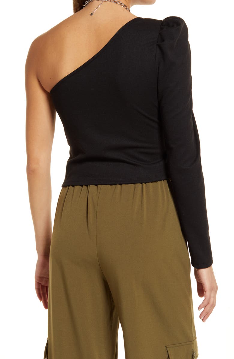 Open Edit One-Shoulder Puff Sleeve Top, Alternate, color,