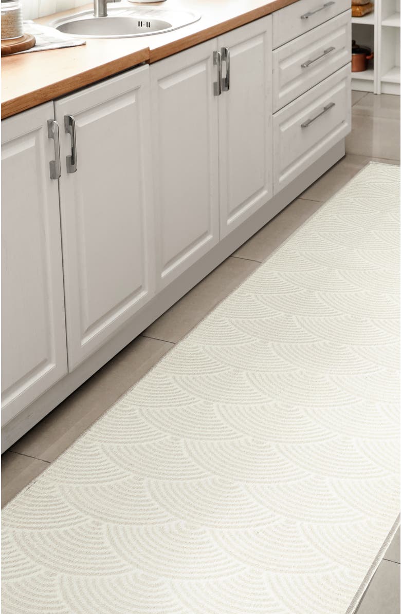 JONATHAN Y Porter Geometric Art Deco Fan Pattern High-Low Area Rug, Alternate, color, White/Light Gray