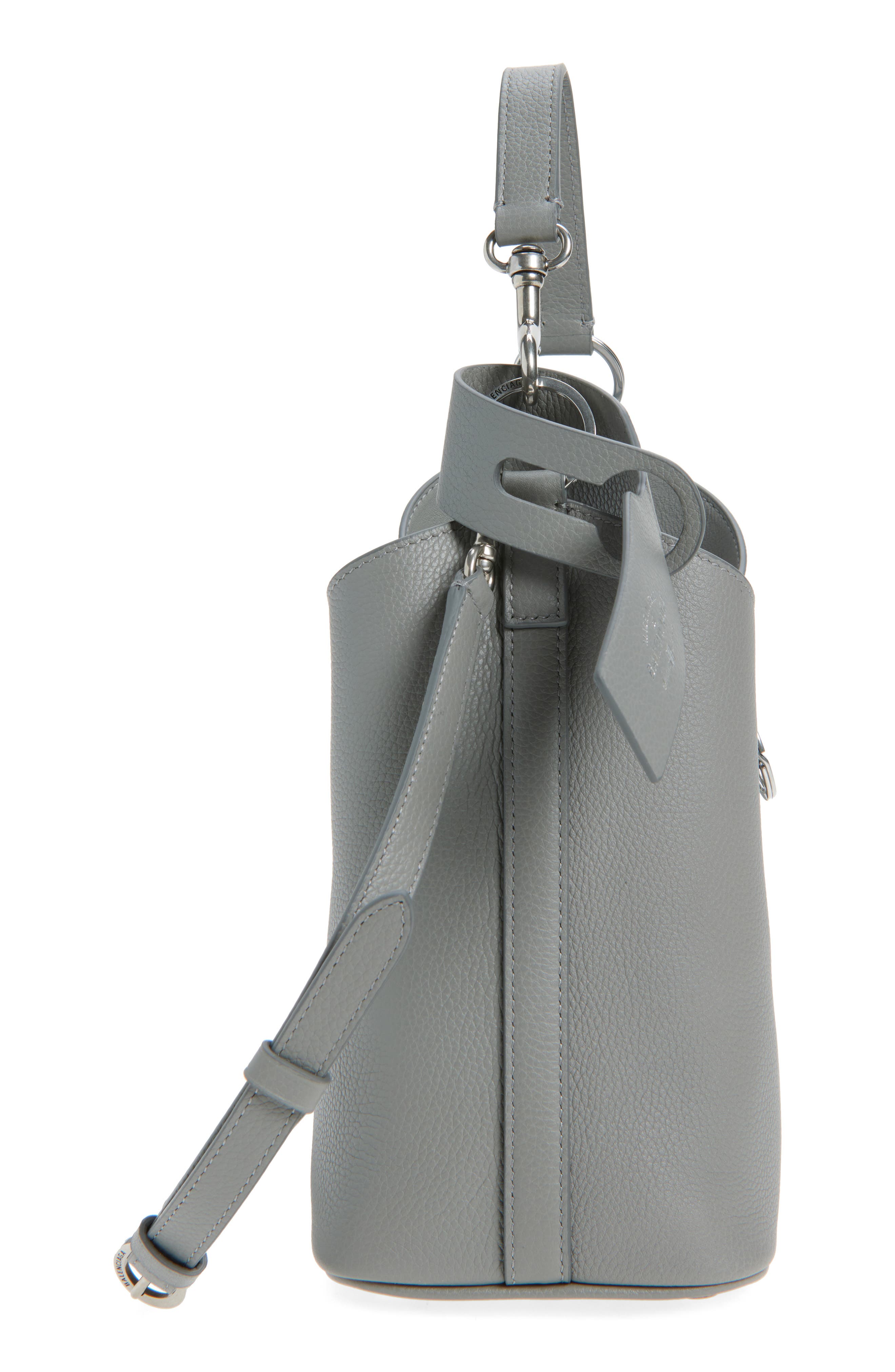 Small Carrie Grained Leather Hobo Bag, Alternate, color, 1108 BALENCIAGA GREY