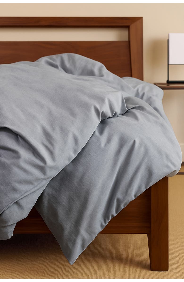 BedVoyage Melange Viscose Cotton Blend Breathable Duvet Cover, Alternate, color, Silver